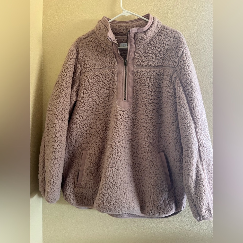 Time and‎ Tru Sherpa Fluffy Teddy Pullover Light Pink Women's Size 16/18 XL